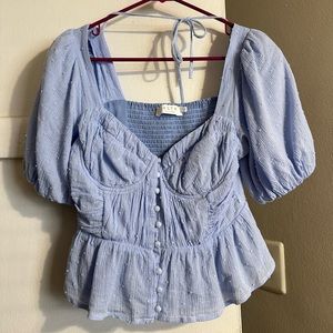 light blue button up blouse